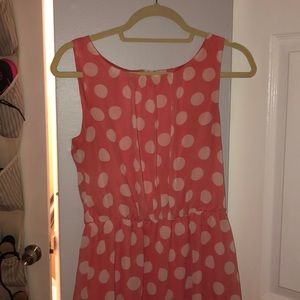 Pink and white polka dot sleeveless dress